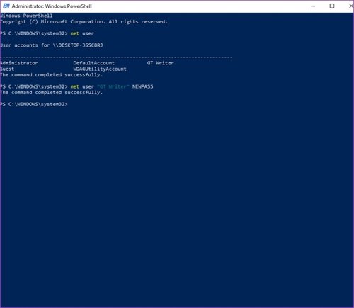 使用命令行重置Windows 10管理密碼