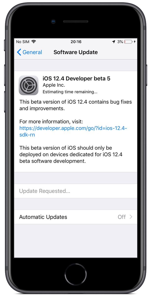 蘋果iOS 12.4開發(fā)者預(yù)覽版/公測版Beta 5推送