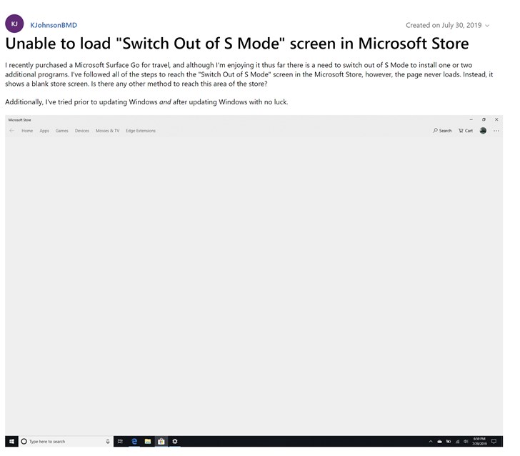 慘！微軟Windows 10 S模式“卡住”，部分用戶無法升級(jí)完整版