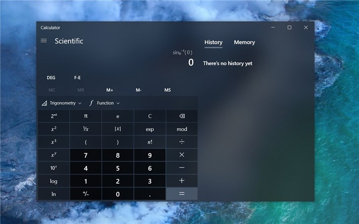 微軟Windows 10計算器更新：全面支持三角學、 函數(f)