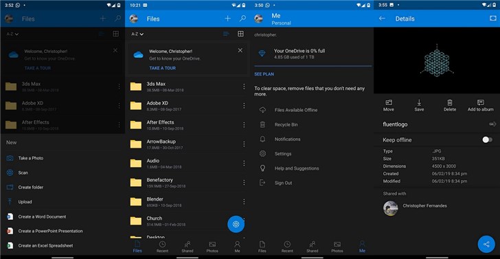 微軟OneDrive App更新，正式適配安卓10黑暗模式