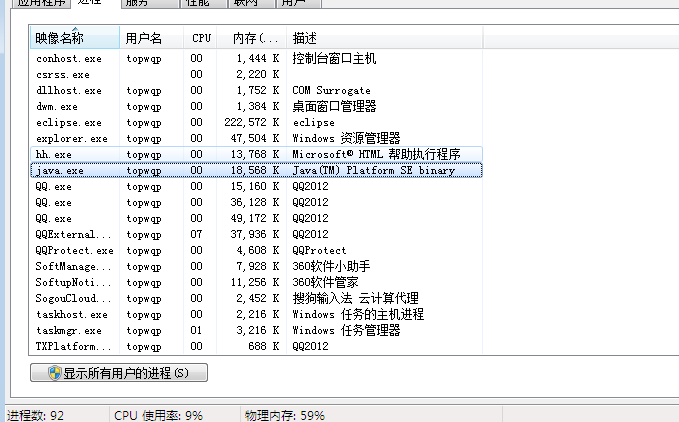Windows下java、javaw、javaws以及jvm.dll等進程的區別