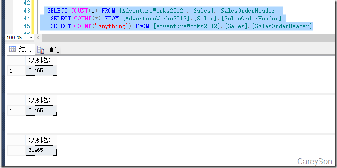 sql server中Select count(*)和Count(1)的區別和執行方式
