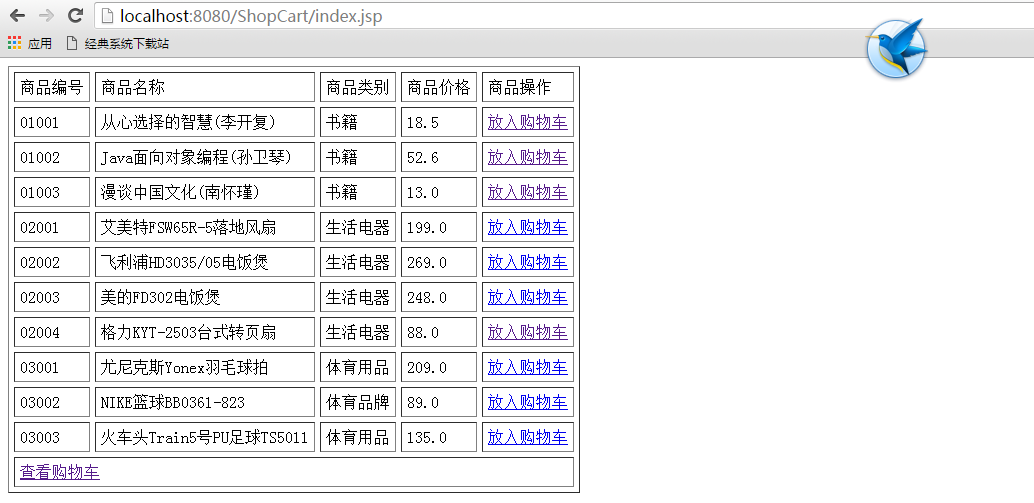 java web開發之實現購物車功能