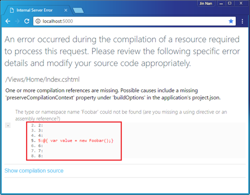 ASP.NET Core應(yīng)用錯誤處理之DeveloperExceptionPageMiddleware中間件呈現(xiàn)“開發(fā)者異常頁面”