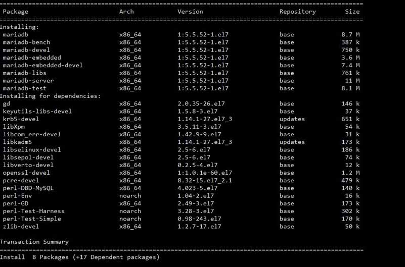 CentOS 7中成功安裝MariaDB的方法教程
