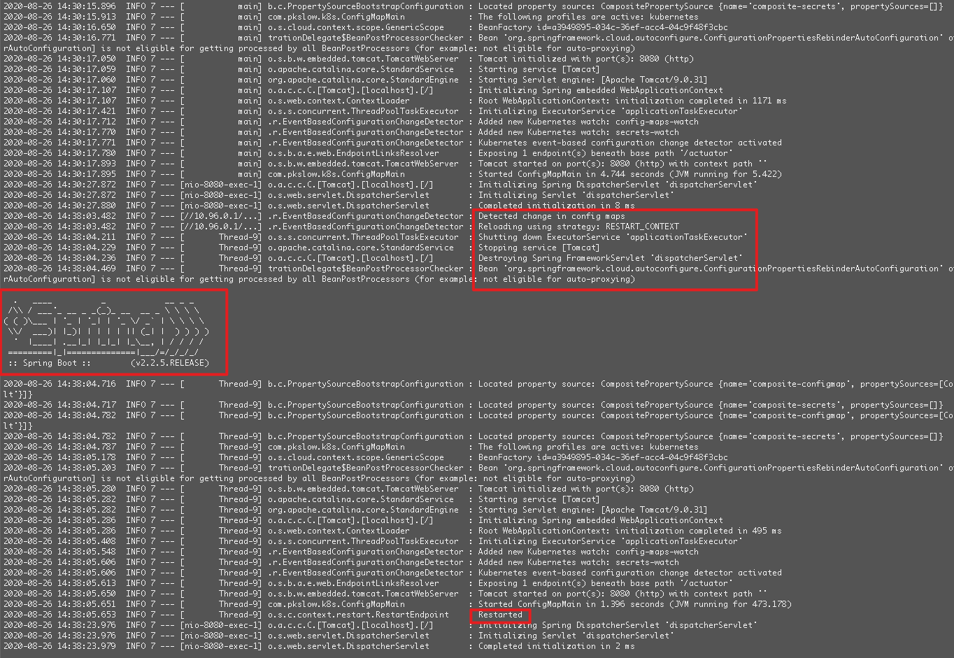 Springboot整合Spring Cloud Kubernetes讀取ConfigMap支持自動刷新配置的教程