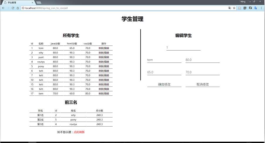 Spring MVC實現mysql數據庫增刪改查完整實例