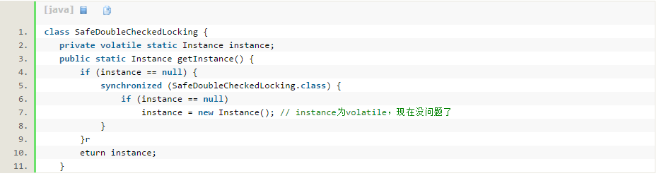java雙重檢查鎖定的實現代碼