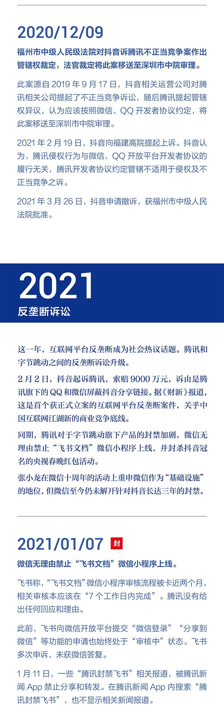 字節(jié)跳動公布：字節(jié)跳動遭遇騰訊屏蔽和封禁大事記(2018-2021)全文