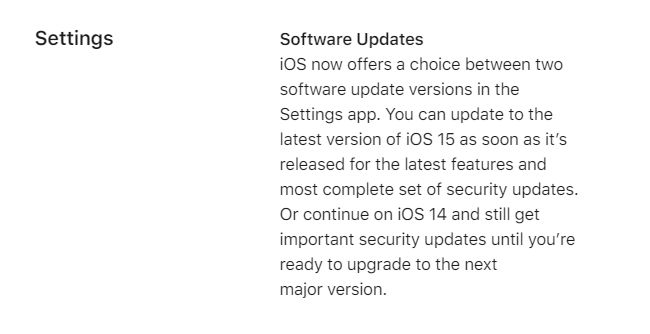 蘋果：不會強制用戶從 iOS 14 升級到 iOS 15