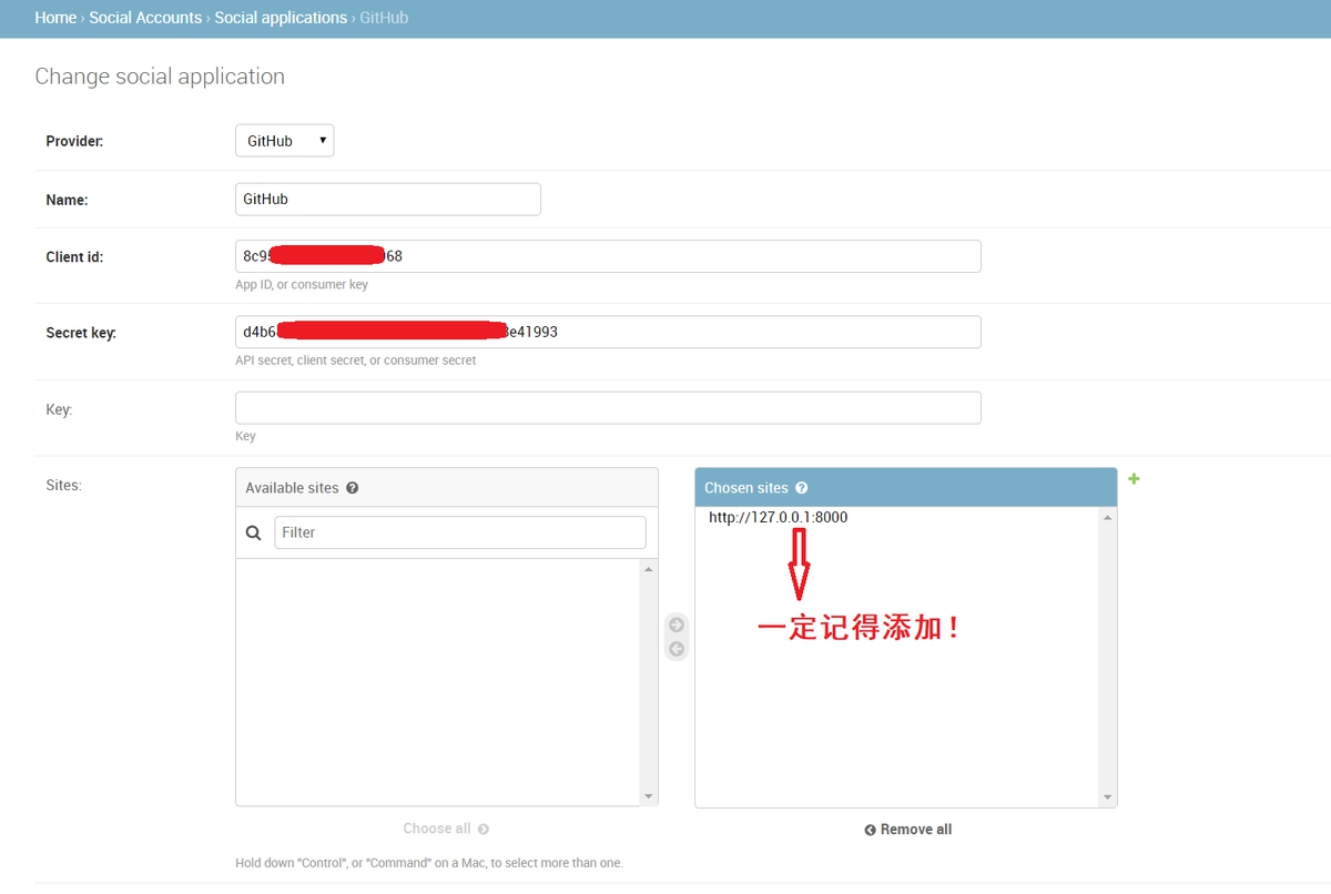 用django-allauth實現第三方登錄的示例代碼