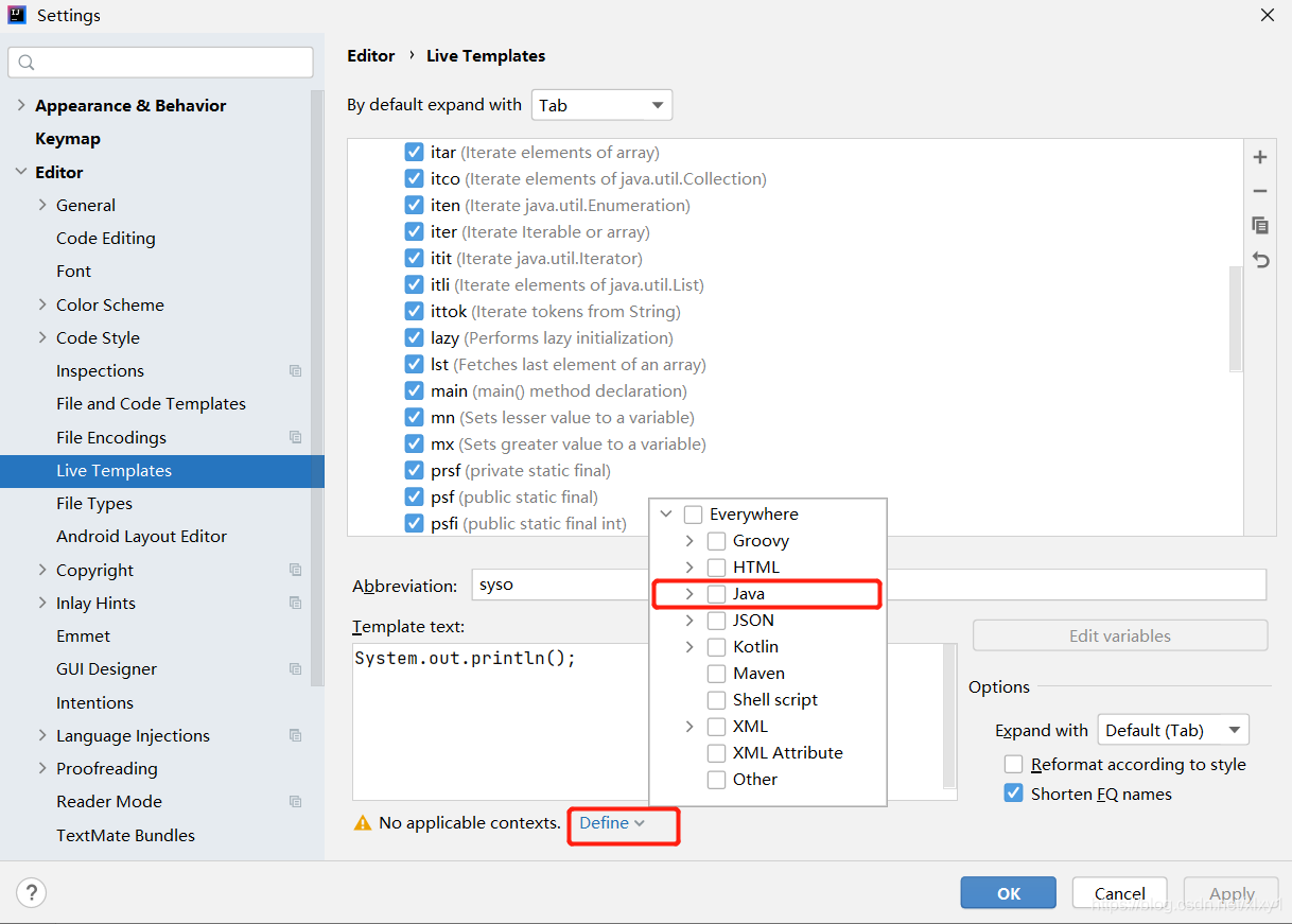 IntelliJ IDEA自定義代碼提示模板Live Templates的圖文教程