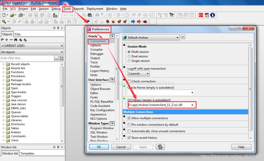 PLSQL連接本地oracle或遠程oracle數據庫實現隨意切換功能