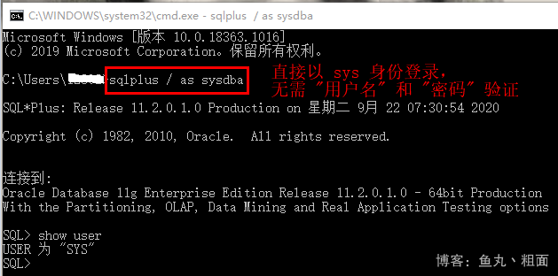 sqlplus 命令登錄 Oracle數據庫的多種方法