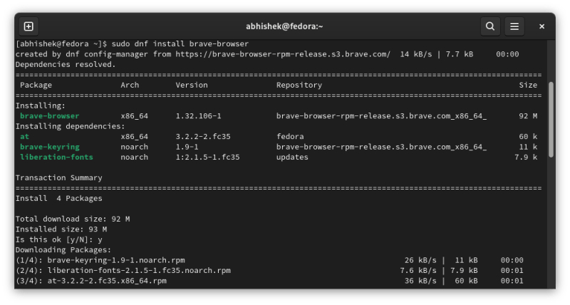 如何在 Fedora Linux 上安裝 Brave 瀏覽器
