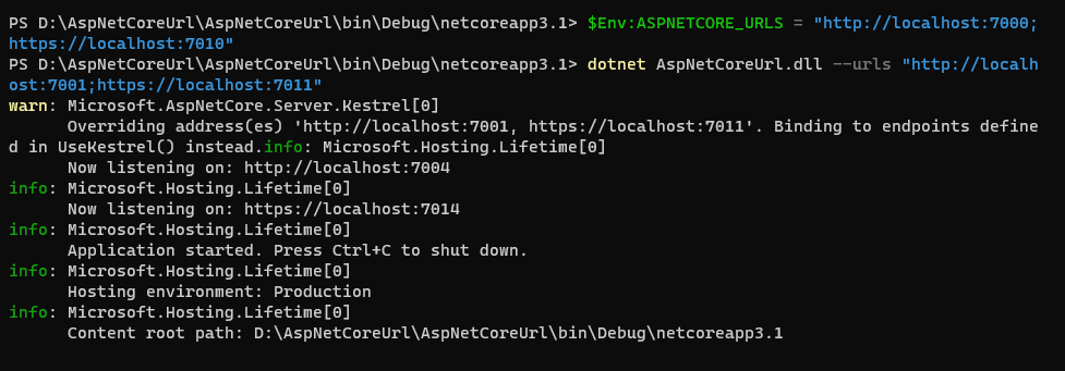 ASP.NET Core設置URLs的五種方法