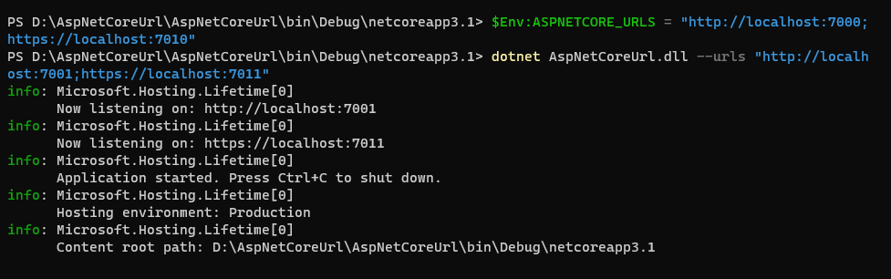 ASP.NET Core設置URLs的五種方法