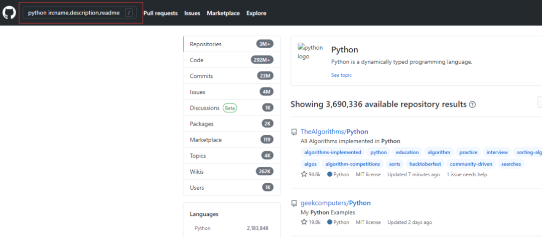 python高級搜索實現高效搜索GitHub資源
