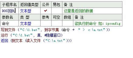 易語言DOS回執命令實例分析