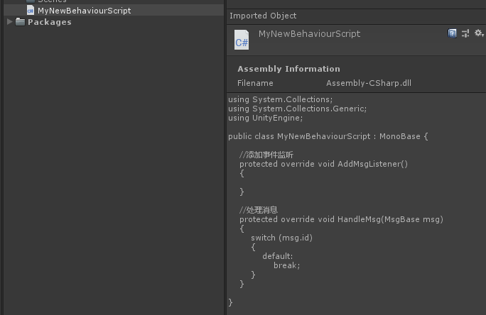 unity學習教程之定制腳本模板示例代碼