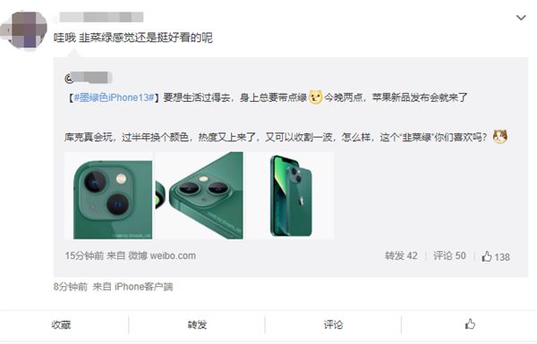 墨綠色iPhone 13沖上熱搜！網(wǎng)友神評：韭菜綠