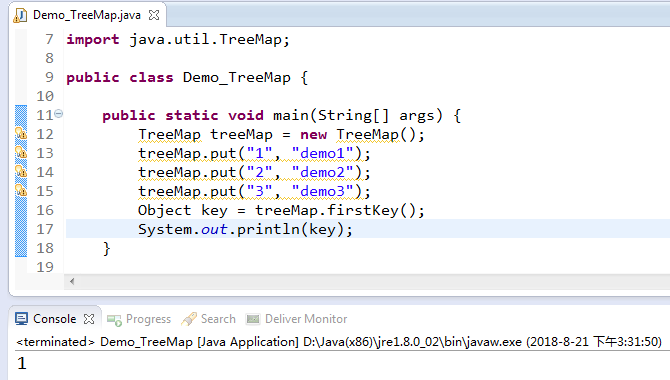 java中TreeMap集合的常用方法詳解