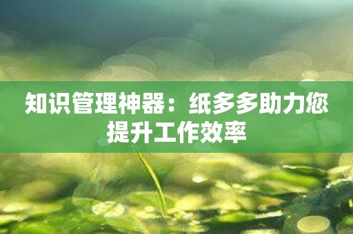知識管理神器：紙多多助力您提升工作效率