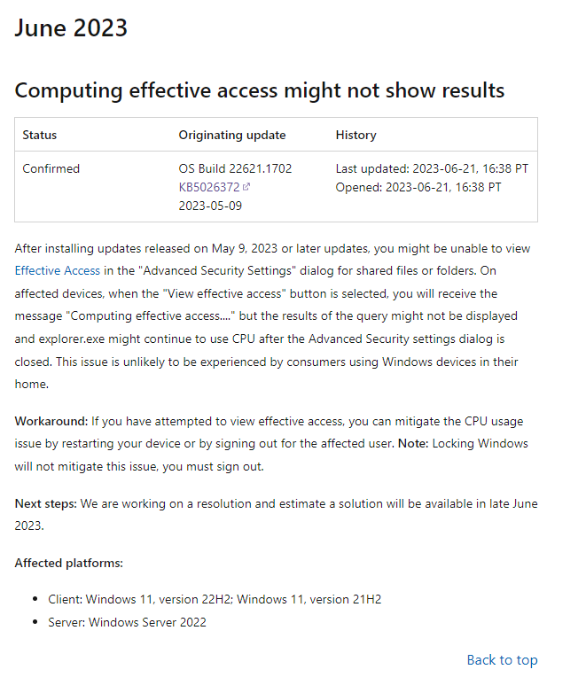 微軟承認(rèn) KB5026372 會(huì)導(dǎo)致 Windows 11 文件資源管理器 CPU 占用率異常，臨時(shí)解決方法是重啟